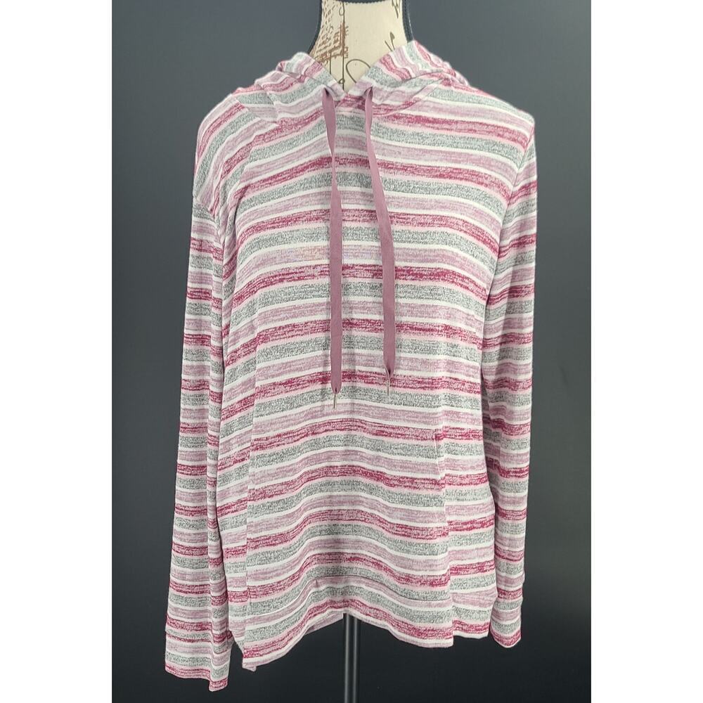 Market and Spruce Kallon knit hooded top Gray&pink Size Lg Stitch Fix cozycore